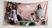 Burberry Pink Rose Equestrian Knight Flannel Sofa Throw Blanket B195